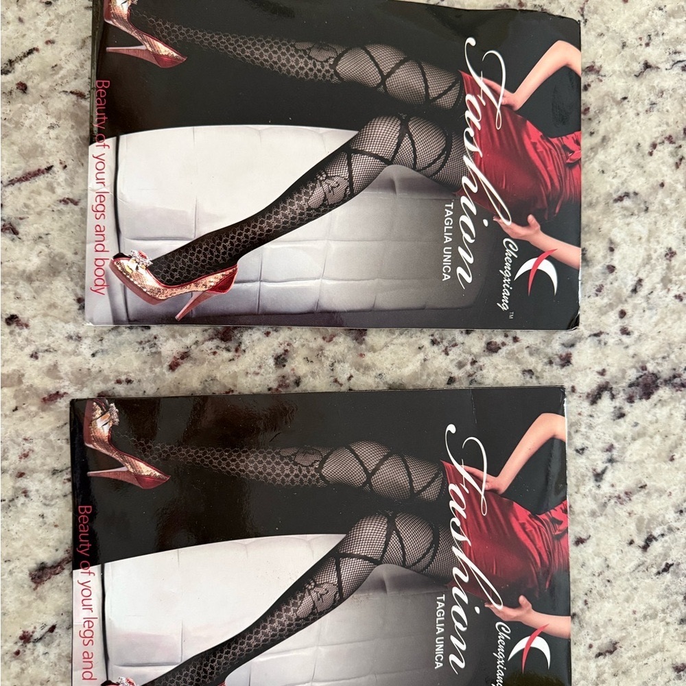 Chengxiang Black Fishnet Tights 2 pairs